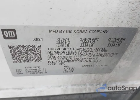 2025 Chevrolet Trax Fwd Lt from USA, damaged, VIN KL77LHEP7SC006337